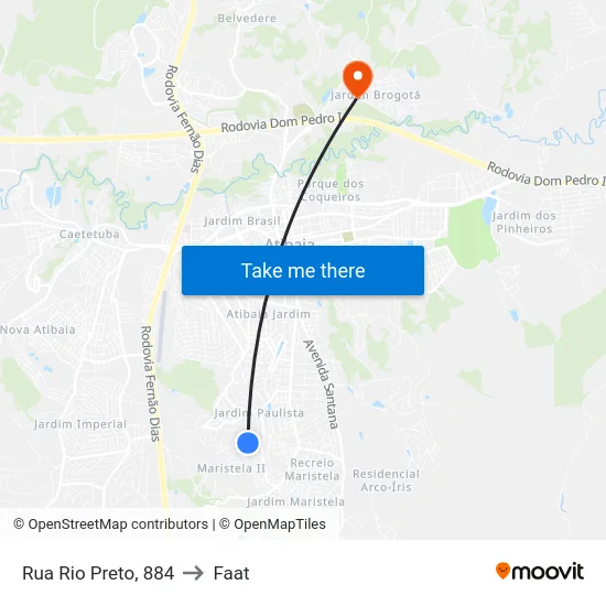 Rua Rio Preto, 884 to Faat map
