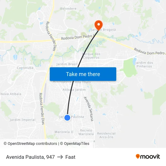 Avenida Paulista, 947 to Faat map