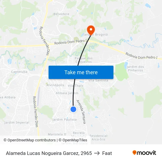 Alameda Lucas Nogueira Garcez, 2965 to Faat map
