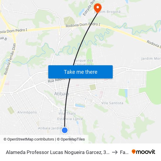 Alameda Professor Lucas Nogueira Garcez, 330 to Faat map