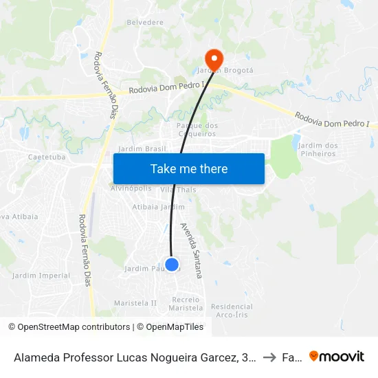 Alameda Professor Lucas Nogueira Garcez, 3586 to Faat map