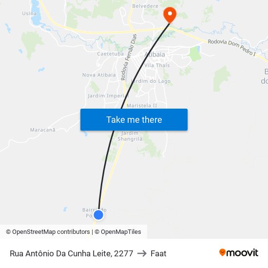 Rua Antônio Da Cunha Leite, 2277 to Faat map