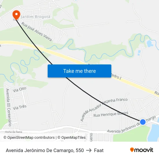 Avenida Jerônimo De Camargo, 550 to Faat map