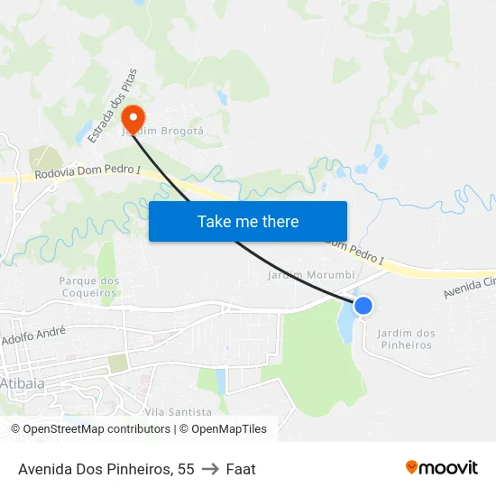Avenida Dos Pinheiros, 55 to Faat map