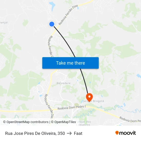 Rua Jose Pires De Oliveira, 350 to Faat map