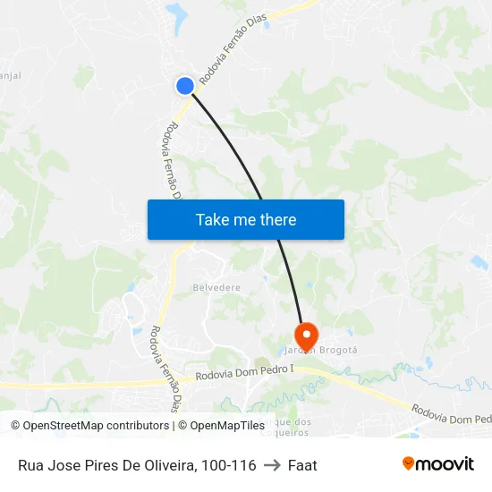 Rua Jose Pires De Oliveira, 100-116 to Faat map
