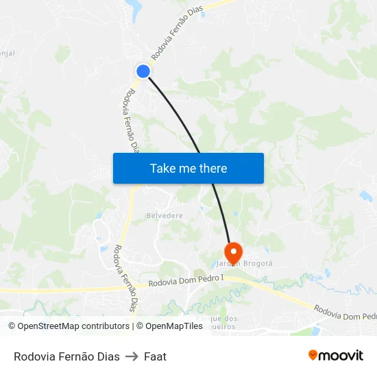 Rodovia Fernão Dias to Faat map