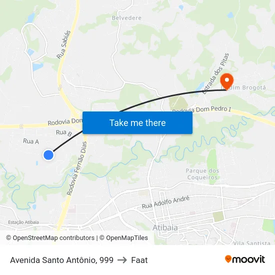 Avenida Santo Antônio, 999 to Faat map
