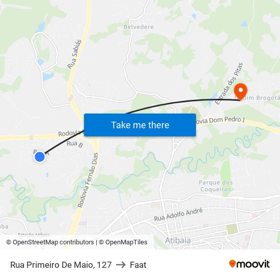 Rua Primeiro De Maio, 127 to Faat map