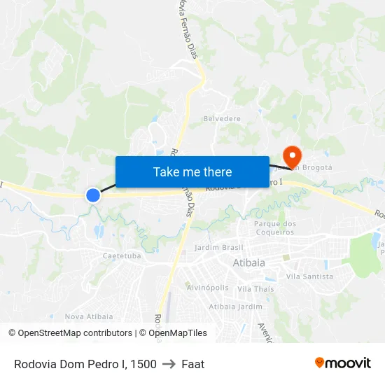 Rodovia Dom Pedro I, 1500 to Faat map