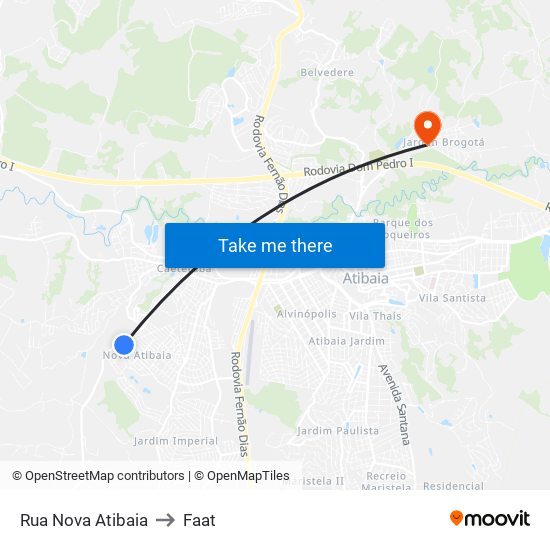 Rua Nova Atibaia to Faat map