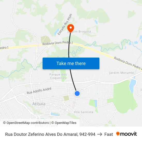 Rua Doutor Zeferino Alves Do Amaral, 942-994 to Faat map