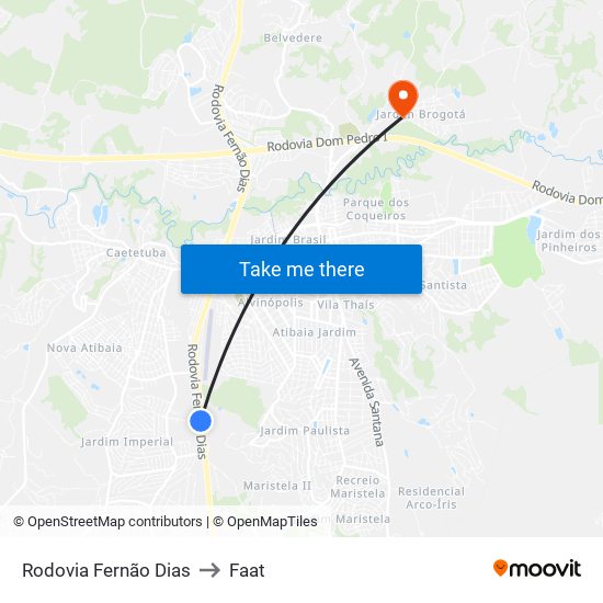Rodovia Fernão Dias to Faat map