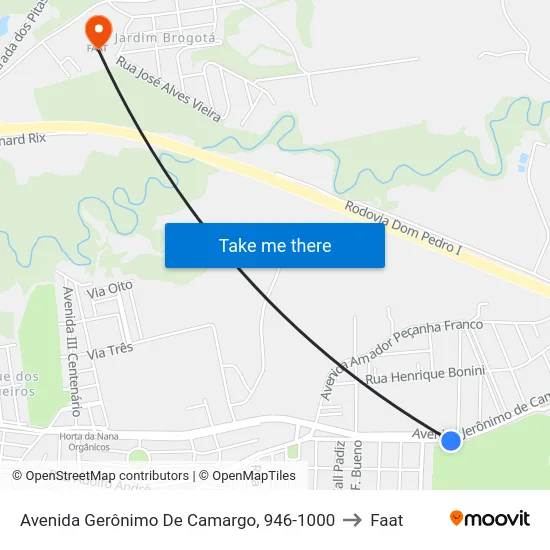 Avenida Gerônimo De Camargo, 946-1000 to Faat map