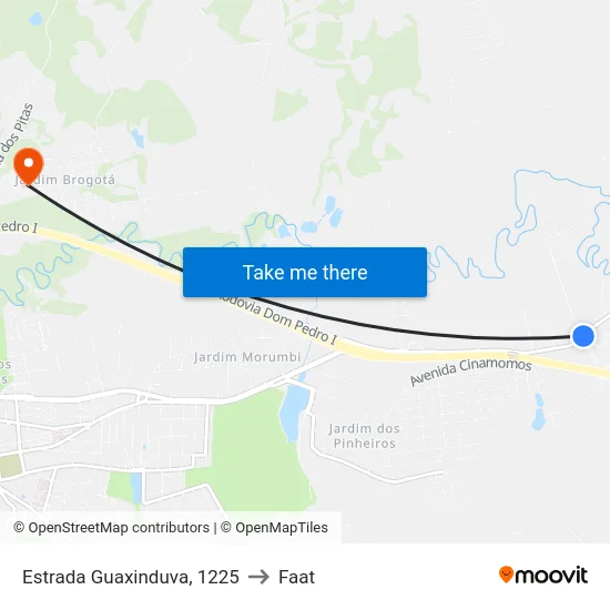 Estrada Guaxinduva, 1225 to Faat map