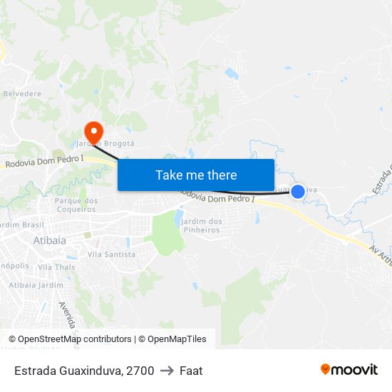 Estrada Guaxinduva, 2700 to Faat map