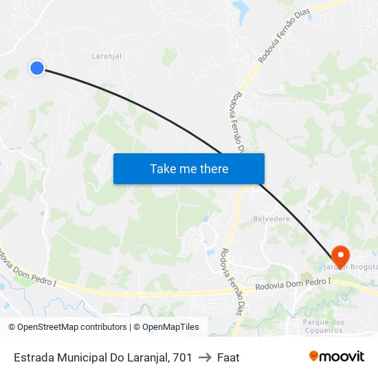 Estrada Municipal Do Laranjal, 701 to Faat map