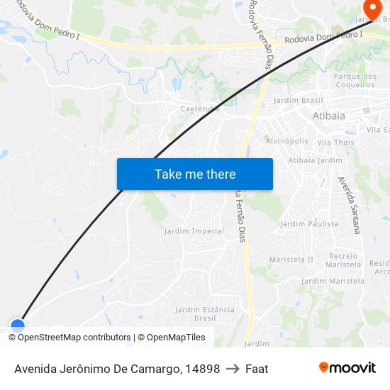 Avenida Jerônimo De Camargo, 14898 to Faat map