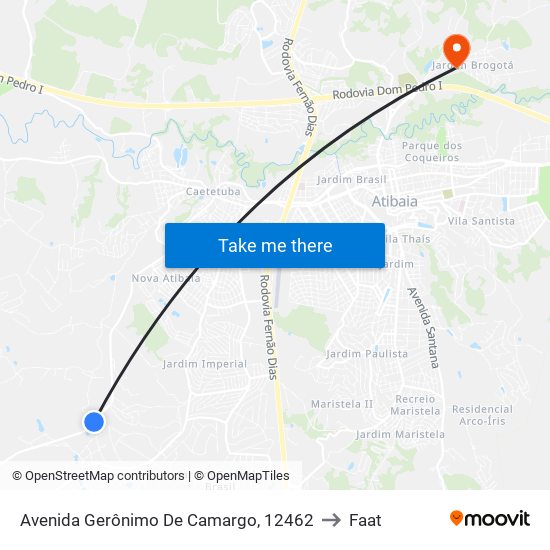 Avenida Gerônimo De Camargo, 12462 to Faat map
