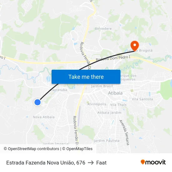 Estrada Fazenda Nova União, 676 to Faat map
