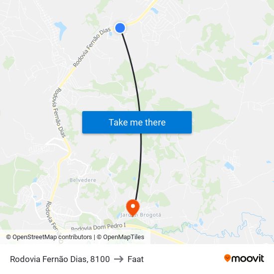 Rodovia Fernão Dias, 8100 to Faat map
