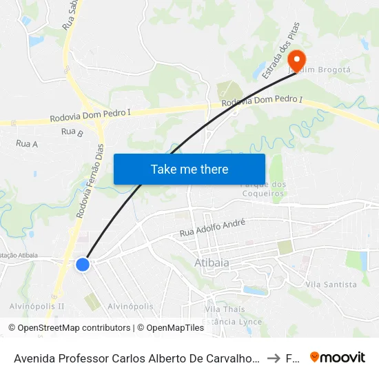 Avenida Professor Carlos Alberto De Carvalho Pinto, 1055 to Faat map