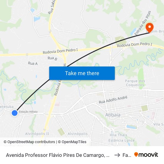 Avenida Professor Flávio Píres De Camargo, 1107 to Faat map