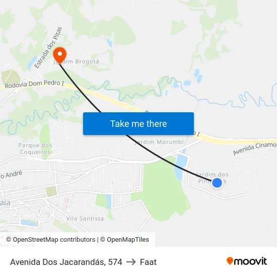 Avenida Dos Jacarandás, 574 to Faat map