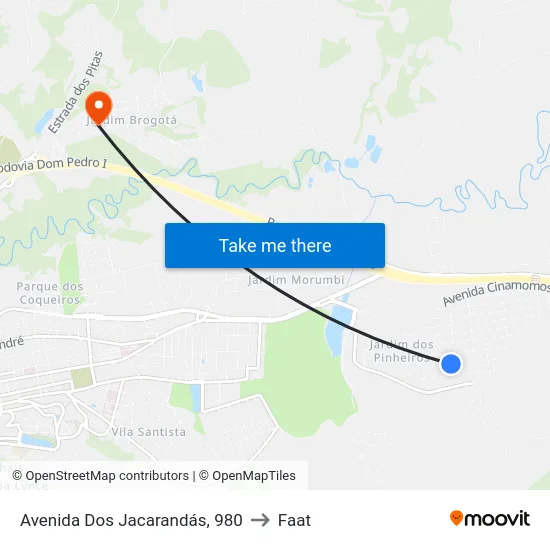Avenida Dos Jacarandás, 980 to Faat map