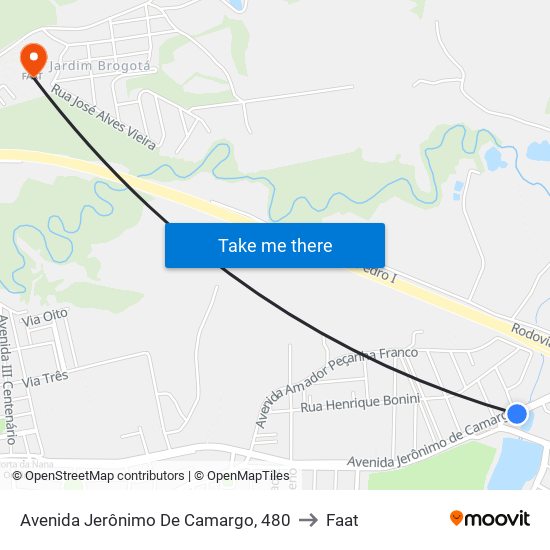 Avenida Jerônimo De Camargo, 480 to Faat map