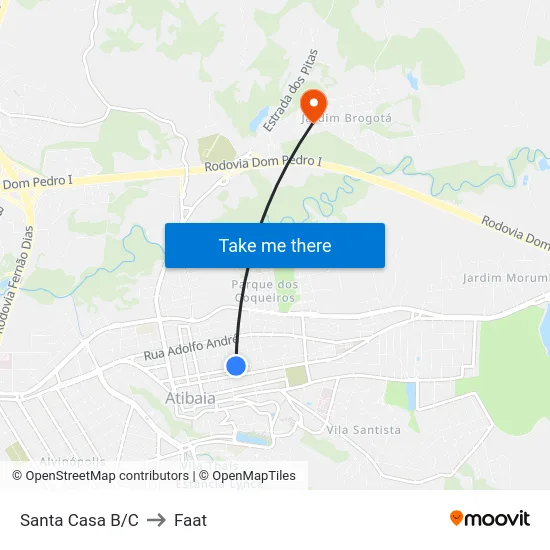 Santa Casa B/C to Faat map