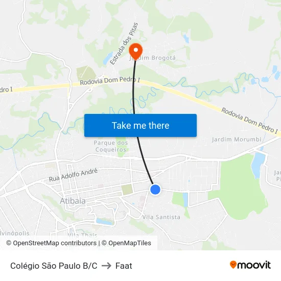 Colégio São Paulo B/C to Faat map