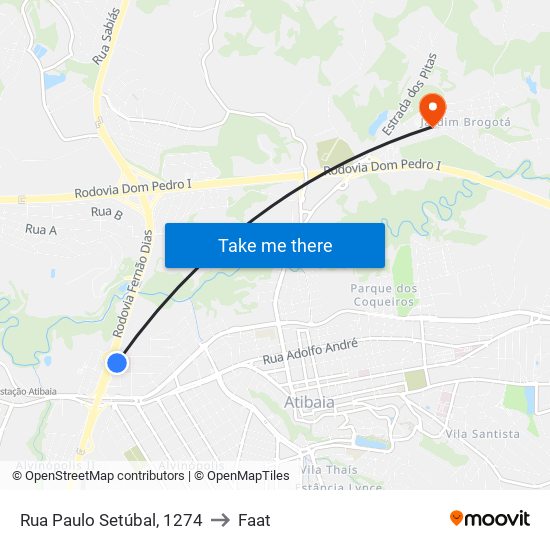 Rua Paulo Setúbal, 1274 to Faat map