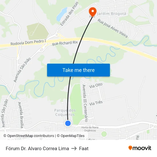 Fórum Dr. Alvaro Correa Lima to Faat map