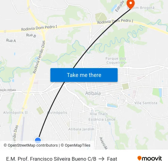 E.M. Prof. Francisco Silveira Bueno C/B to Faat map