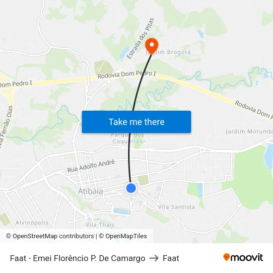 Faat - Emei Florêncio P. De Camargo to Faat map