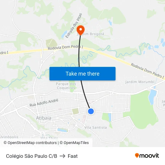 Colégio São Paulo C/B to Faat map