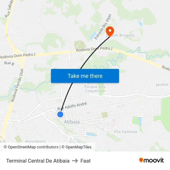 Terminal Central De Atibaia to Faat map
