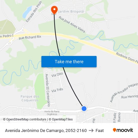 Avenida Jerônimo De Camargo, 2052-2160 to Faat map