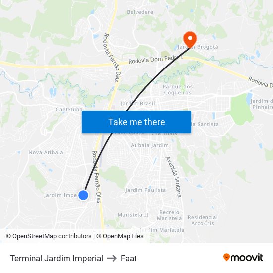 Terminal Jardim Imperial to Faat map