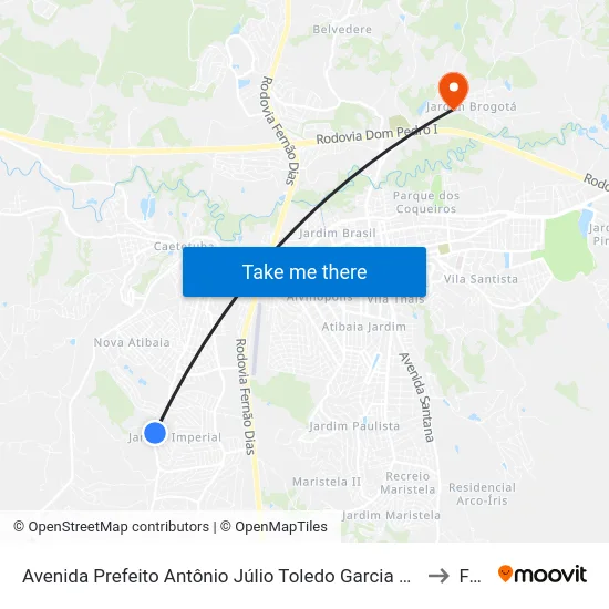 Avenida Prefeito Antônio Júlio Toledo Garcia Lopes, 2939 to Faat map