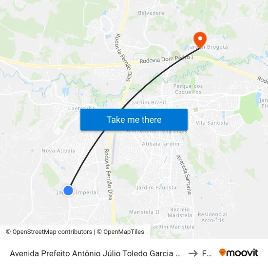 Avenida Prefeito Antônio Júlio Toledo Garcia Lopes, 2939 to Faat map