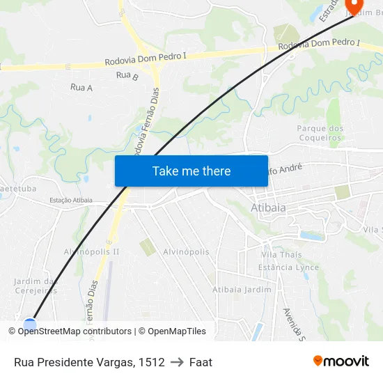 Rua Presidente Vargas, 1512 to Faat map