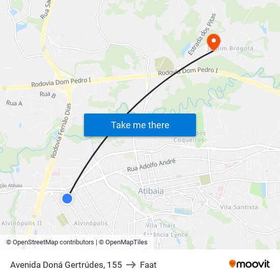 Avenida Doná Gertrúdes, 155 to Faat map