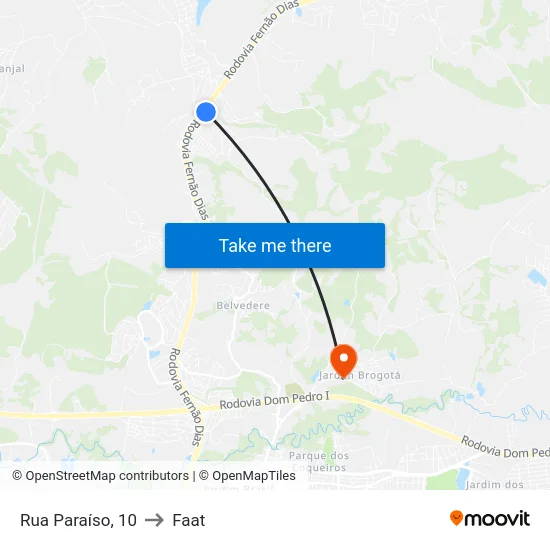 Rua Paraíso, 10 to Faat map