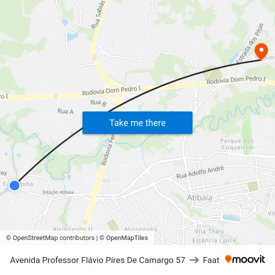 Avenida Professor Flávio Píres De Camargo 57 to Faat map