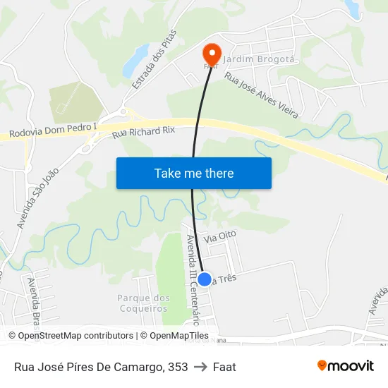 Rua José Píres De Camargo, 353 to Faat map