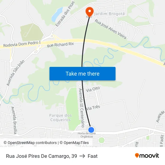 Rua José Píres De Camargo, 39 to Faat map