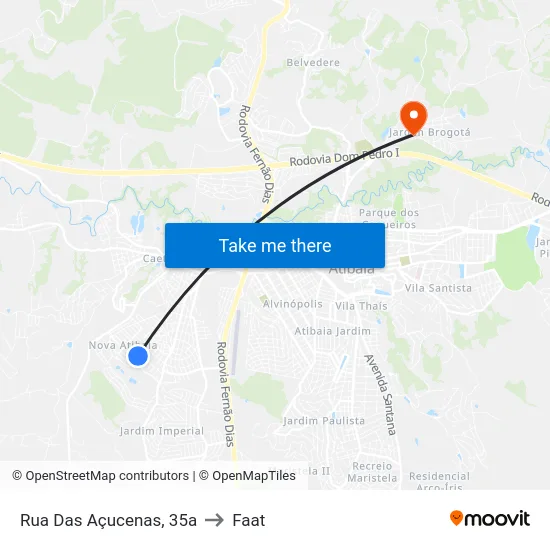 Rua Das Açucenas, 35a to Faat map