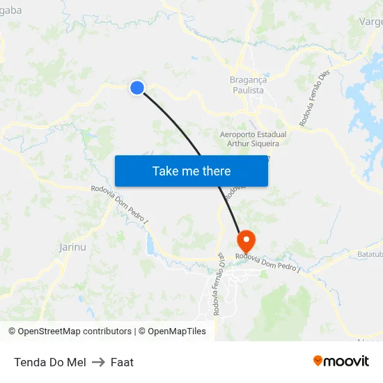 Tenda Do Mel to Faat map